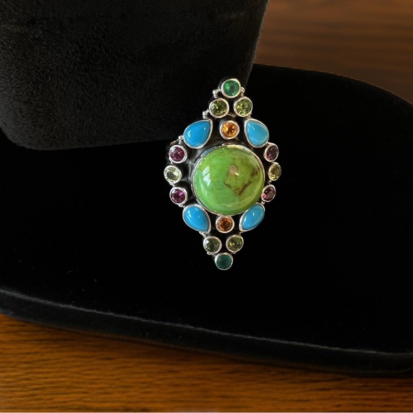 🦋NICKY BUTLER RAJ LIMITED EDITION Sterling Silver Turquoise Multi Gem Ring SZ 9 - Picture 7 of 13
